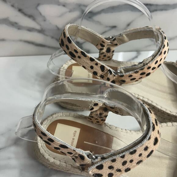 Dolce Vita | Leopard Print Calf Hair Hook & Loop Platform Chucky Sandals Sz 9.5 - Picture 2 of 8
